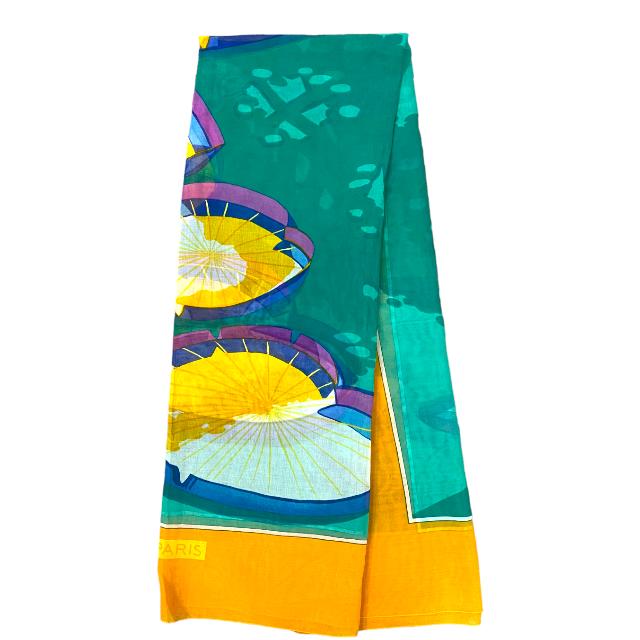 エルメス パレオ 大判ストール ショール フェルマータ コットン 蓮  