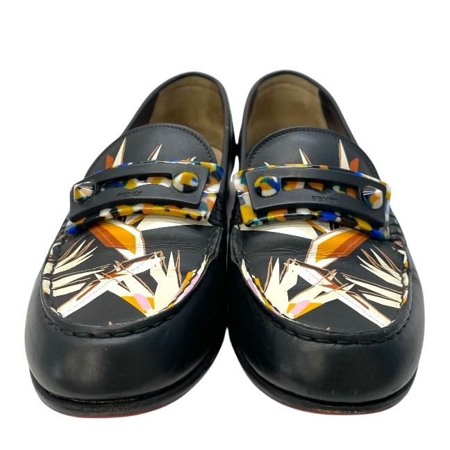 FENDI（フェンディ） ローファー スリッポン シューズ ロゴ ブラック 