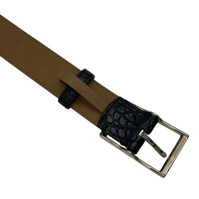 バーバリー ベルト クロコ型押し 本革 シルバー金具 茶色銀 バーバリー ベルト クロコ型押し 本革 シルバー金具 茶色銀