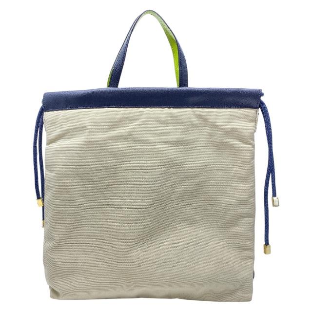 【美品】A.D.M.J エーディーエムジェイ 18SS01027 ハンドバッグ トートバッグ コットン 刺繍 ホワイト ネイビー グリーンの画像