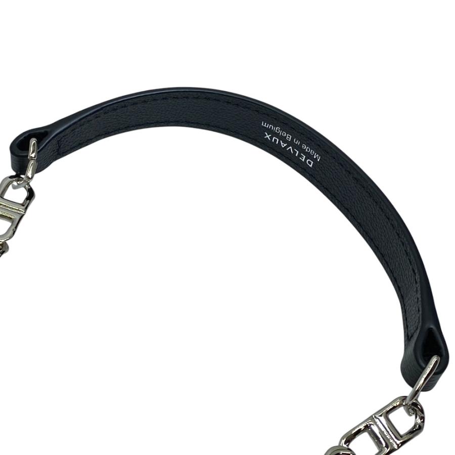 未使用級 DELVAUX デルヴォー ショルダーストラップ レザー ベルト 黒 DELVAUX（デルヴォー） 美品 メタル チェーン ショルダー ストラップ