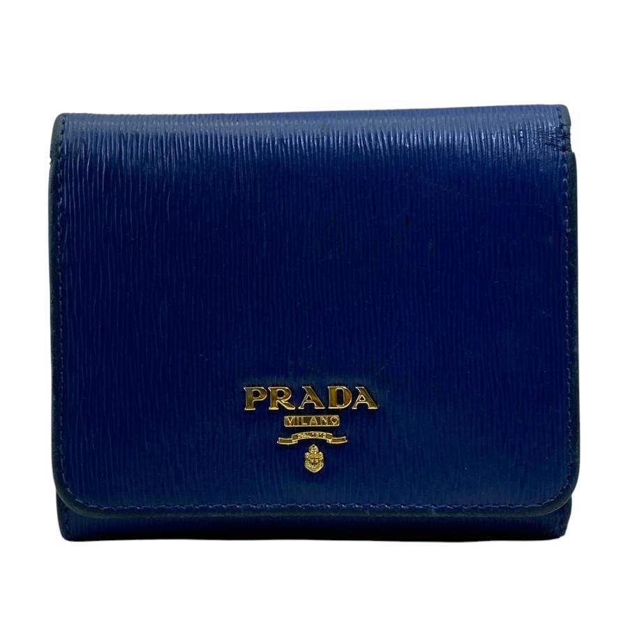 美品✨プラダ 財布　折り財布 ヴィッテロムーブ 1MH176 本革 ブラック PRADA（プラダ） VITELLO MOVE ヴィッテロムーブ 三つ折り財布 折財布