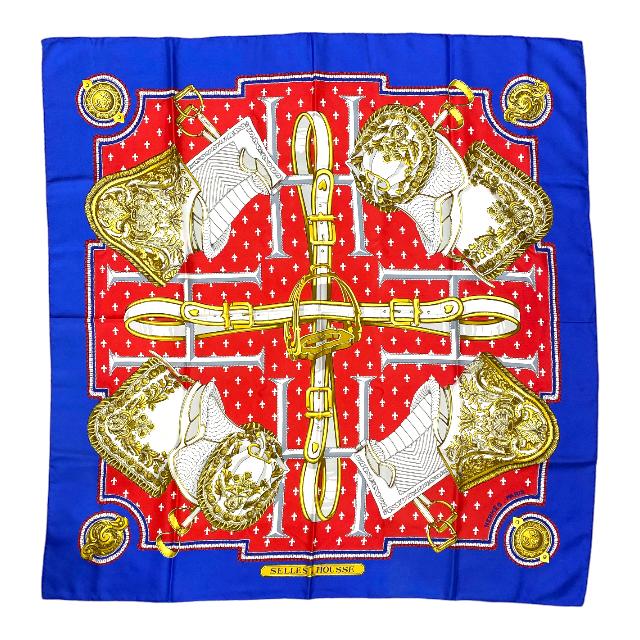 HERMES エルメス スカーフ 大判 カレ90 SELLES A HOUSSE カバー 