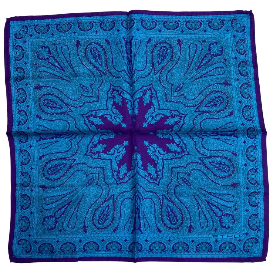 ETRO（エトロ） ペイズリー柄 大判スカーフ ブルー系 ETRO（エトロ） 未使用 ペイズリー柄 スカーフ 総柄 シルク ブルー