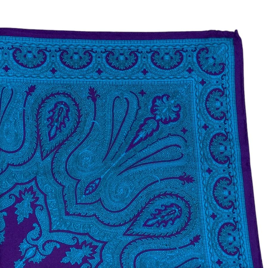 ETRO（エトロ） 未使用 ペイズリー柄 スカーフ 総柄 シルク ブルー