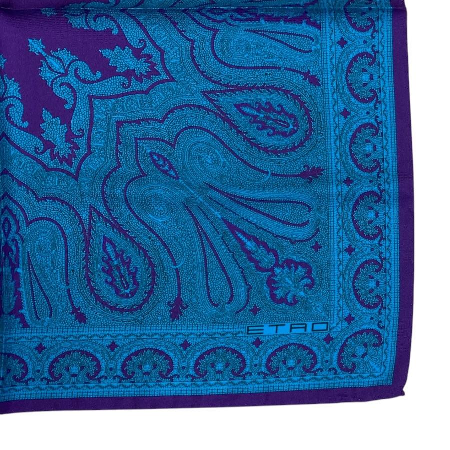 ETRO（エトロ） 未使用 ペイズリー柄 スカーフ 総柄 シルク ブルー