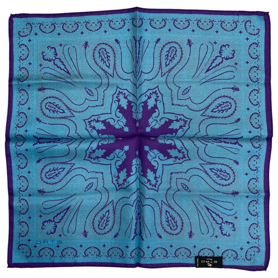 ETRO（エトロ） ペイズリー柄 大判スカーフ ブルー系 ETRO（エトロ） 未使用 ペイズリー柄 スカーフ 総柄 シルク ブルー