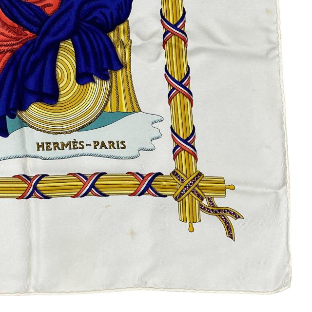 全商品格安セール HERMES エルメス スカーフ カレ90 小物 フランス革命記念 1789 シルク ホワイト マルチカラー