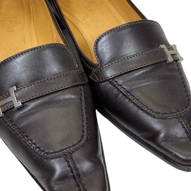 HERMES エルメス ローファー パンプス 靴 スクエアトゥ チャンキー
