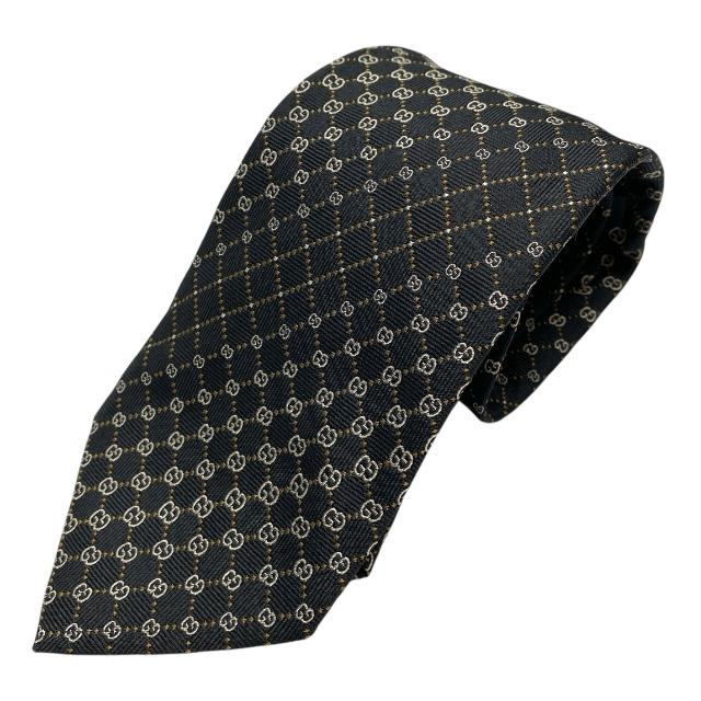 【美品】GUCCI グッチ GG柄 ロゴ 総柄 ネクタイ GUCCI（グッチ） ネクタイ マイクロGG GG柄 総柄 ロゴ シルク ブラック