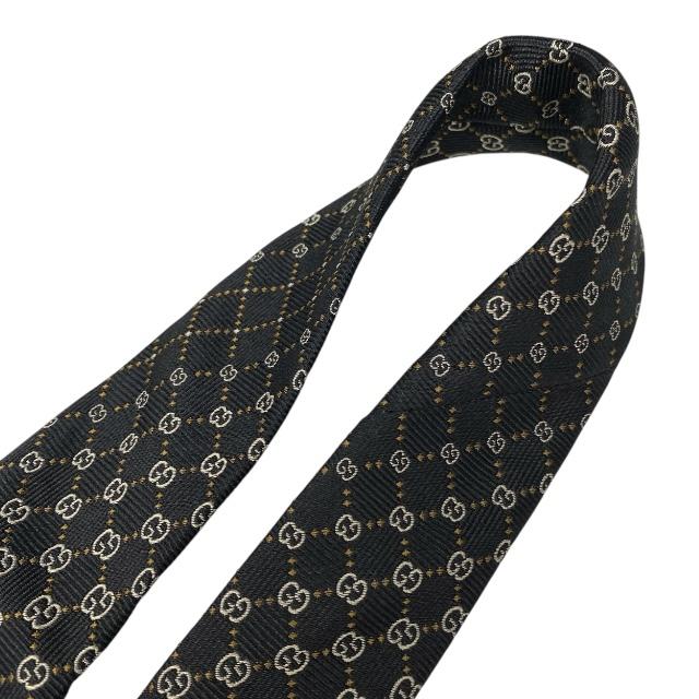 【美品】GUCCI グッチ GG柄 ロゴ 総柄 ネクタイ ブラック系 GUCCI（グッチ） ネクタイ マイクロGG GG柄 総柄 ロゴ シルク ブラック