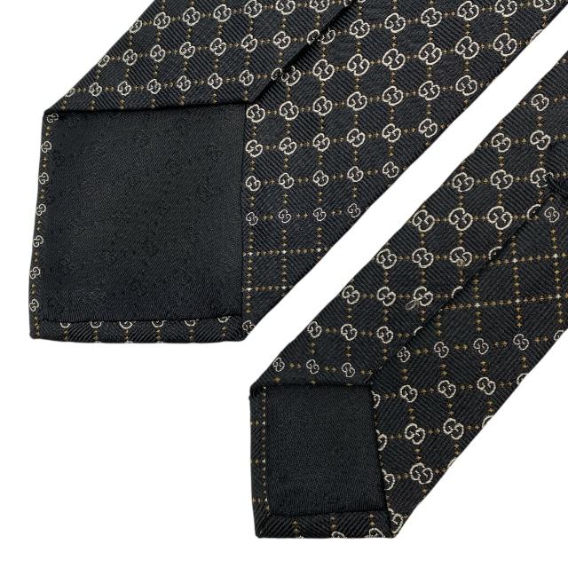GUCCI（グッチ） ネクタイ マイクロGG GG柄 総柄 ロゴ シルク ブラック