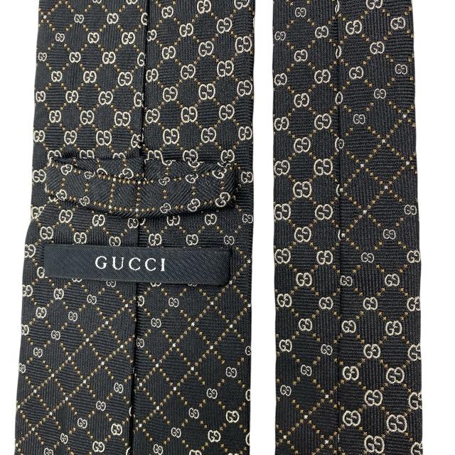 GUCCI（グッチ） ネクタイ マイクロGG GG柄 総柄 ロゴ シルク ブラック