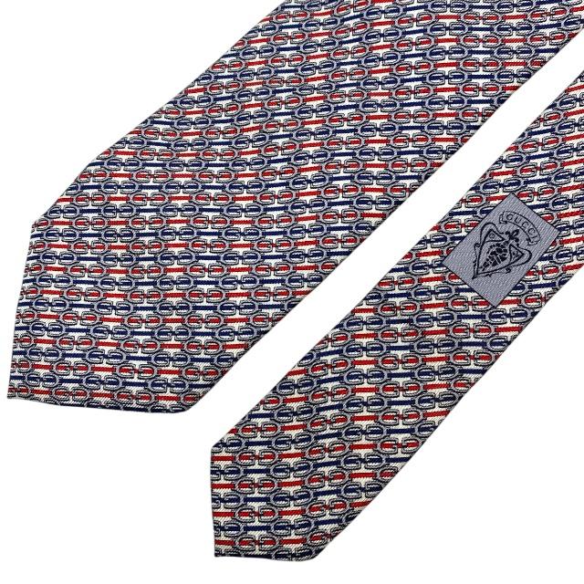 GUCCI（グッチ） ネクタイ ホースビット ストライプ 総柄 ロゴ シルク