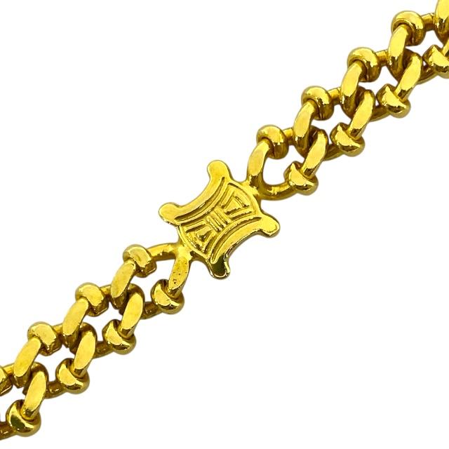 CELINE セリーヌ トリオンフ　マカダム ロゴ ゴールドカラー ブレスレット CELINE - 良品 CELINE セリーヌ マカダム トリオンフ ゴールド