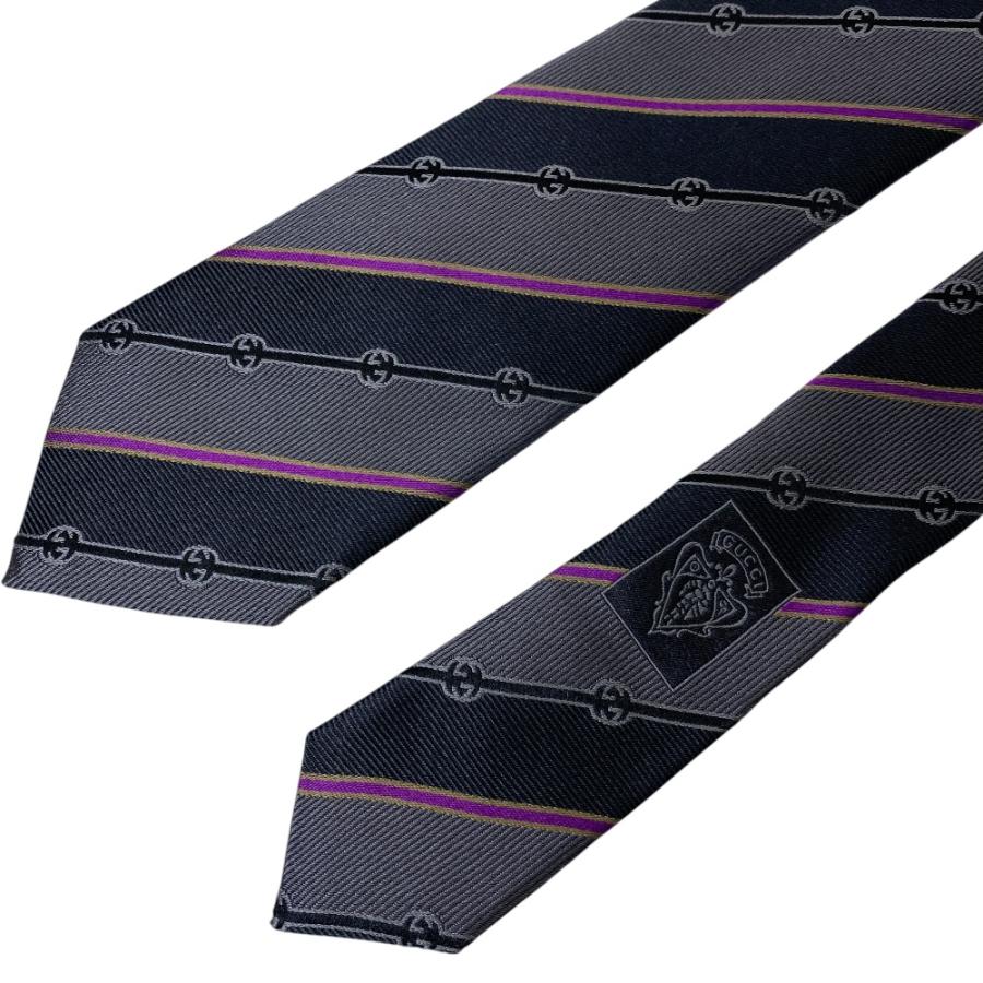 GUCCI（グッチ） ネクタイ ループタイ レギュラータイ ストライプ GG