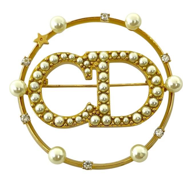 ［美品］現行　ディオール　CLAIR D LUNE ラインストーン　ブローチ Christian Dior ディオール Clair D Lune クレールディーリュヌ