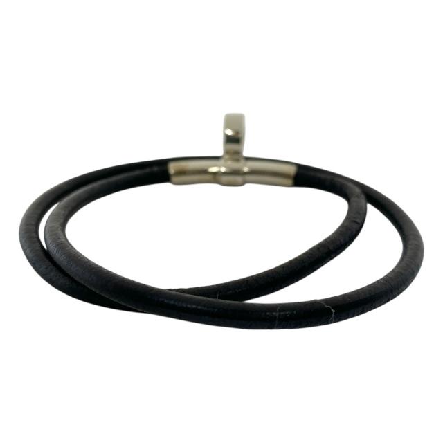 HERMES ブラック/ブルー バングル HERMES（エルメス） ドゥーブル ケリー レザー ブレスレット バングル