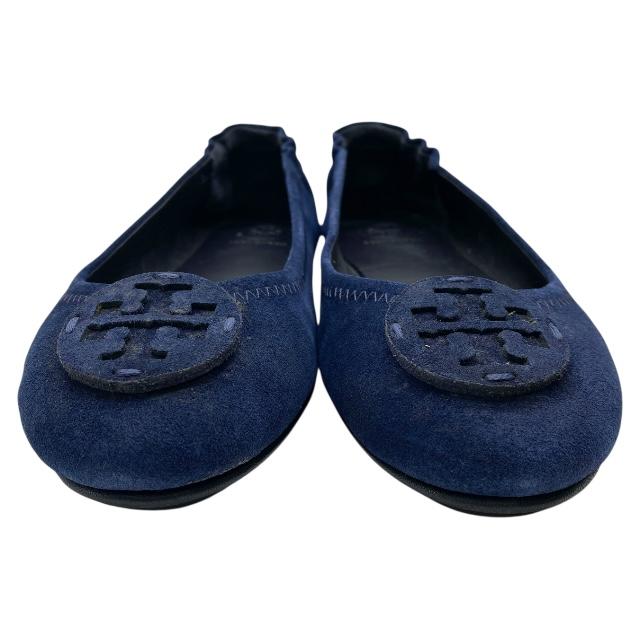 トリーバーチ 57247 ミニートラベル バレエシューズ フラットシューズ ロゴ スエード ネイビー TORY BURCH [サイズ7.5] TORY BURCH（トリーバーチ） 57247 ミニートラベル バレエシューズ