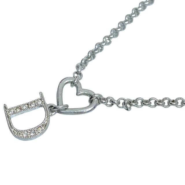 ディオール Dior ネックレス ハート Dロゴ シルバー ラインストーン クリスチャンディオール ネックレス ハート Dロゴラインストーン