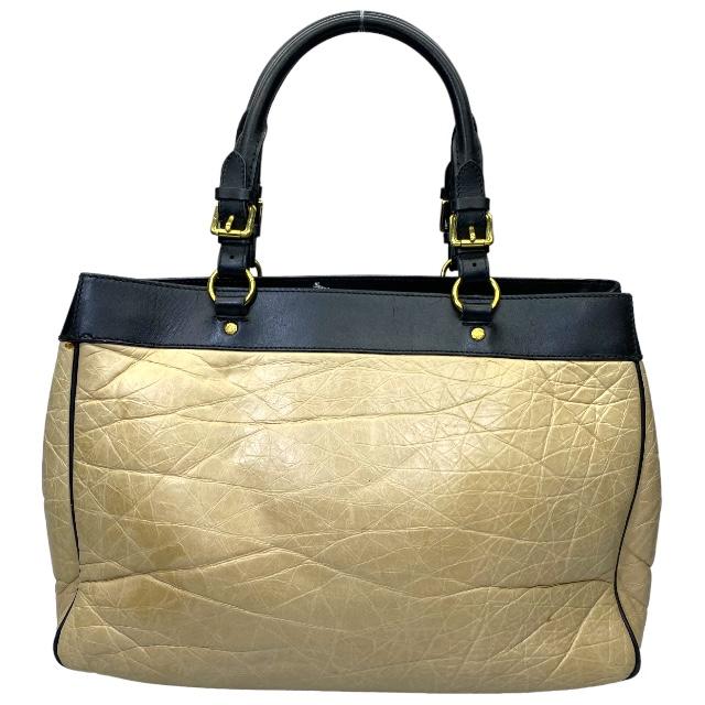 ハンティングワールドベージュ ブラック レザー トートバッグ