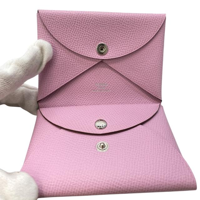 美品 エルメス カルヴィ デュオ エプソン ピンク Z刻印 箱 HERMES エルメス カルヴィ デュオ エプソン カードケース コイン