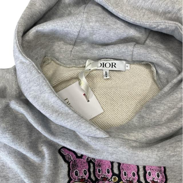 未使用 ディオール baby dior ベビー ディオール ラビット プルオーバー パーカー スウェット ワンピース グレー コットン Dior[サイズ 12]の画像