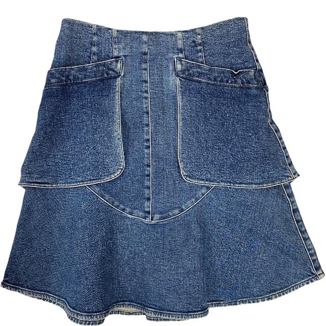 CHANEL シャネル P29374V19761 フレア フリル 膝丈 デニム スカート  