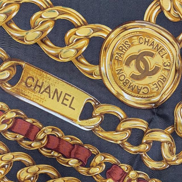 CHANEL シャネル 大判 スカーフ ショール シルク ココマーク チェーン