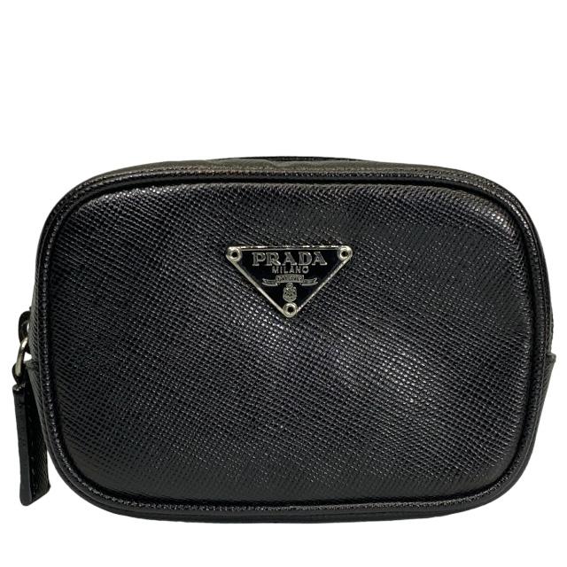 【値下げOK】PRADA プラダ ミニポーチ ブラック トライアングルロゴ 値下げOK】PRADA プラダ ミニポーチ ブラック トライアングルロゴ