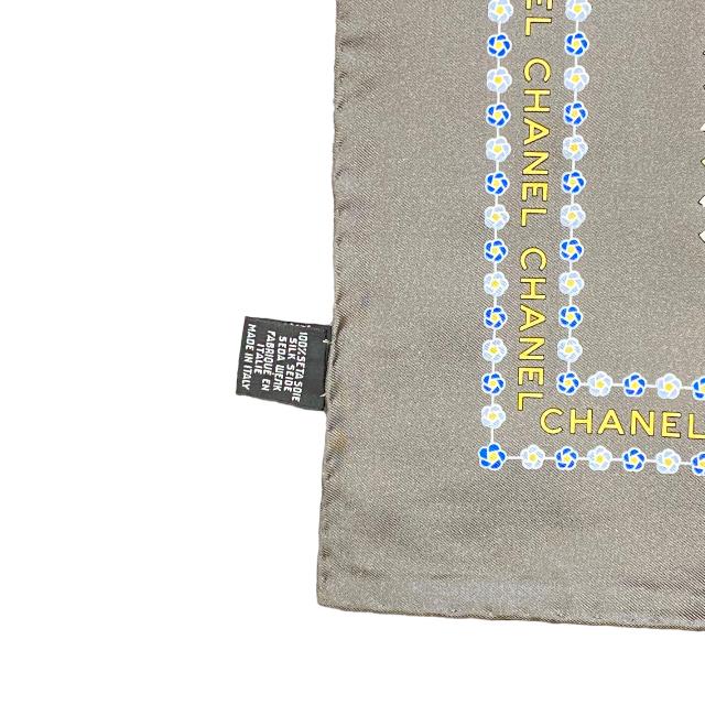 激安ネット通販 CHANEL シャネル 小物 スカーフ 総柄 ココマーク ロゴ シルク グレー マルチカラー