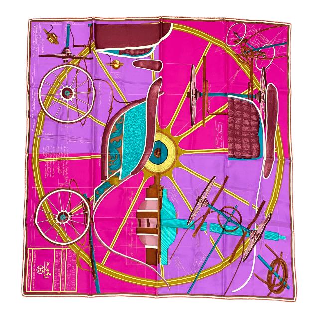 【美品】エルメス　カレ90 Project de Voiture 稀少デザイン HERMES】エルメス『カレ90 PROJET de VOITURE PETIT-DUC BATEAU