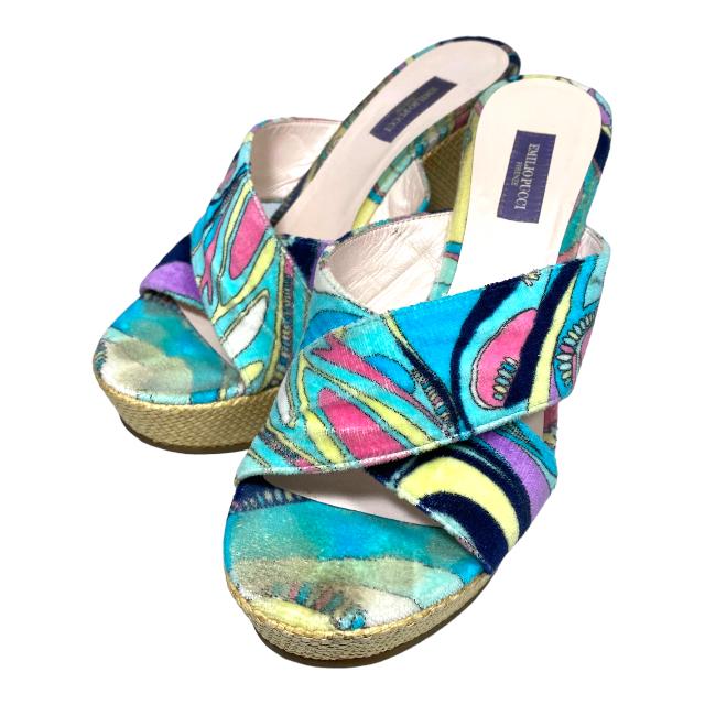 EMILIO PUCCI エミリオプッチ サンダル ミュール ヒール エミリオプッチ サンダル ミュール ヒール スエード オープン