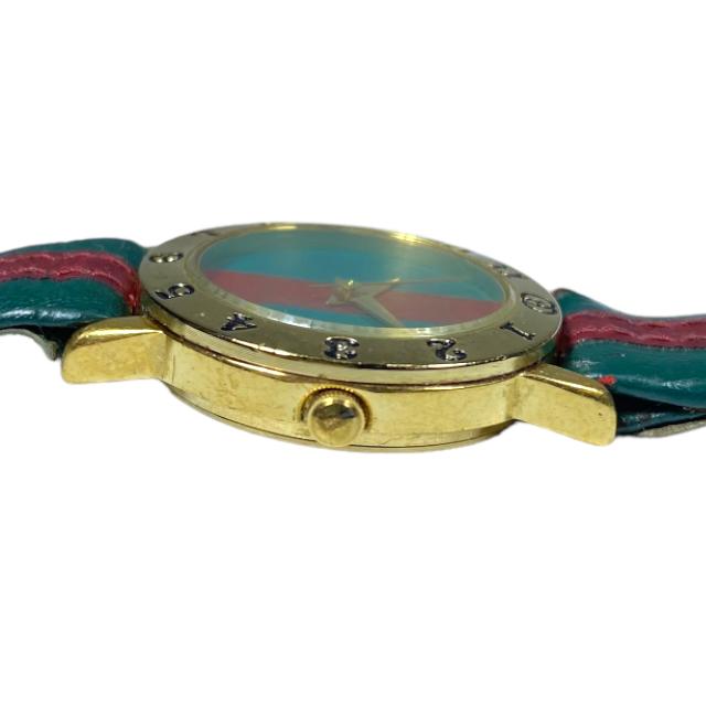 不動品】GUCCI グッチ クオーツ ゴールド グリーンレッド シェリー  