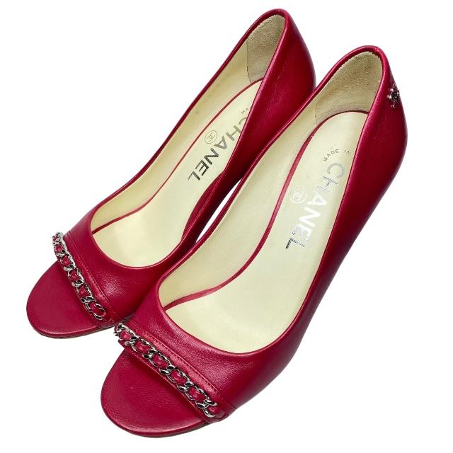 CHANEL シャネル パンプス ヒール ハイヒール シューズ オープントゥ 