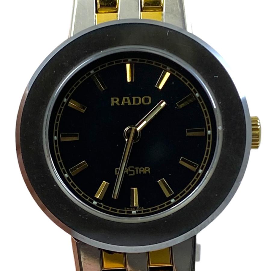 稼働品 RADO ラドー DIASTAR ダイヤスター クォーツ 腕時計 ブラック文字盤 レディース 153.0344.3 SS チタン ブラック シルバー ゴールド | 