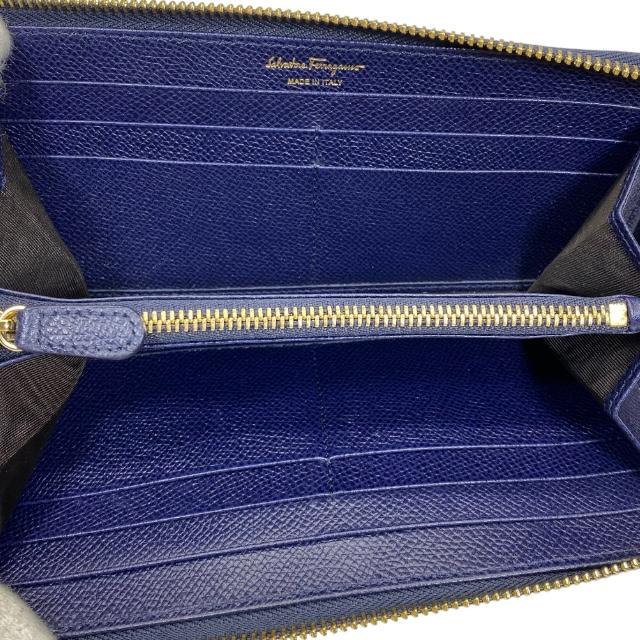 最終 新品 Salvatore Ferragamo ヴァラ リボン 長財布 紺 FERRAGAMO サルヴァトーレ・フェラガモ 長財布 ヴァラ リボン