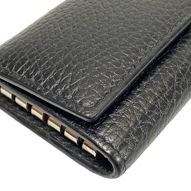GUCCI グッチ メタリック レザー 6連 キーケース キーリング グッチ6連キーケース マイクログッチシマ アウトレット 黒