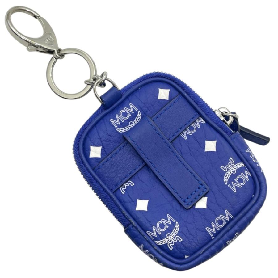 MCM（エムシーエム） ポーチ 小物入れ バッグ チャーム レザー ブルー