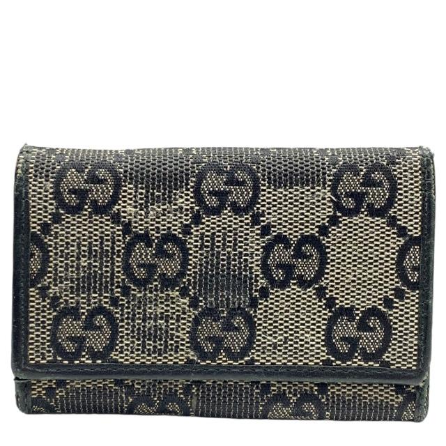 GUCCI（グッチ） 6連 キーケース GGキャンバス レザー ブラック グレー