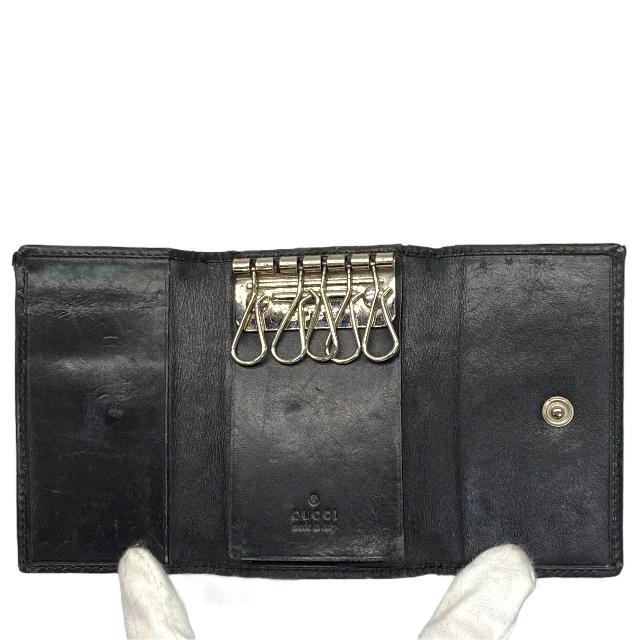 GUCCI（グッチ） 6連 キーケース GGキャンバス レザー ブラック グレー