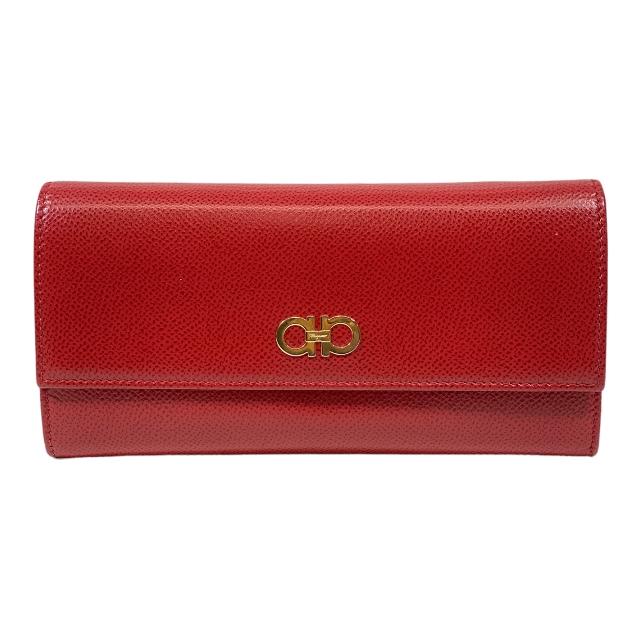Salvatore Ferragamo サルヴァトーレ・フェラガモ ガンチーニ コンチネンタル 長財布 財布 パスケース付き レザー レッド ロングウォレット :0905-a2766o:SENSE 店 通販 サルヴァトーレフェラガモ ガンチーニ レザー 長財布 パスケース付き