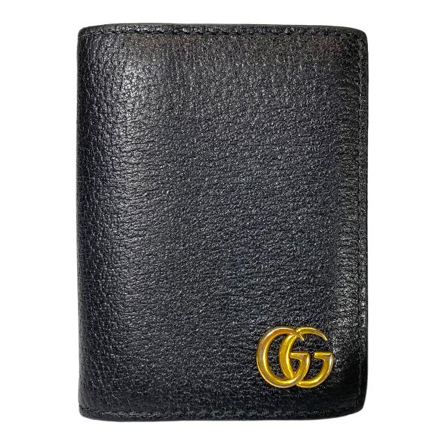GUCCI グッチ 黒 レザー 名刺入れ GGロゴ 428737 GUCCI グッチ 428737 カードケース パスケース 名刺入れ 二