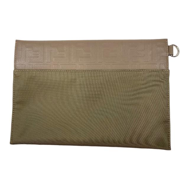 フェンディ FFロゴ ポーチ クラッチバッグ レザー ナイロン-