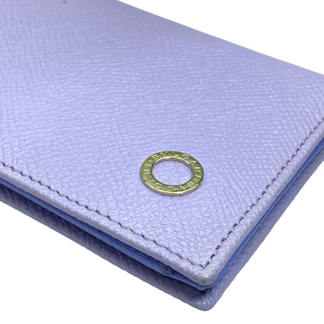 美品✨ブルガリカードケース名刺入れメタリックレザーパープル