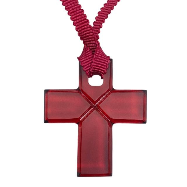 Baccarat　バカラ　クロス　ネックレス　オレンジ　シルバー　925 Baccarat(バカラ) ネックレス美品 - オレンジ×シルバー