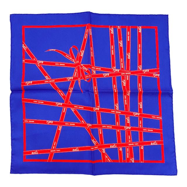 美品】HERMES エルメス スカーフ カレ45 ボルデュックリボン ミニ 