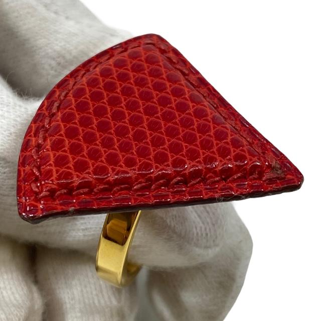 オープニングHERMES エルメス スカーフリング レッド ゴールド 三角