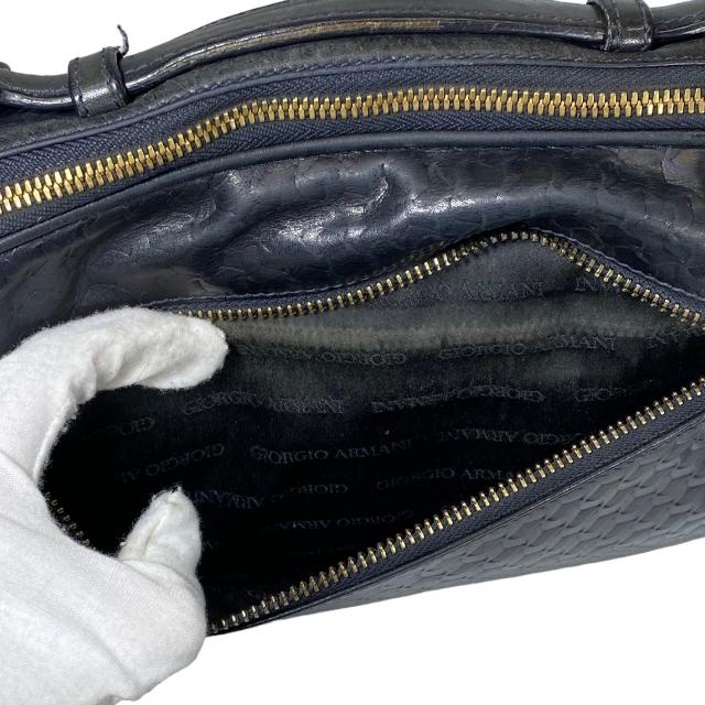 日本正規流通品 GIORGIO ARMANI ジョルジオ アルマーニ バッグ クラッチバッグ セカンドバッグ 手持ち鞄 大容量 レザー ロゴ ブラック 黒