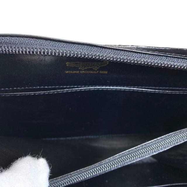 クロコダイル 財布 本革 ラウンド 両面クロコ セカンドバッグブラック 2点特価 ミニセカンドバッグ クラッチバッグ 大きめ長財布 ブラック 黒 ダブル